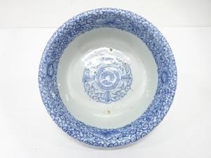 古伊万里　染付　線描き　唐草　深鉢（保護箱付）